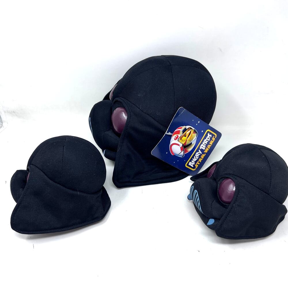 Angry Birds Star Wars Darth Vader Pig LOT of‎ 3 Black Plush Set 5" 8" no sound - Picture 2 of 8